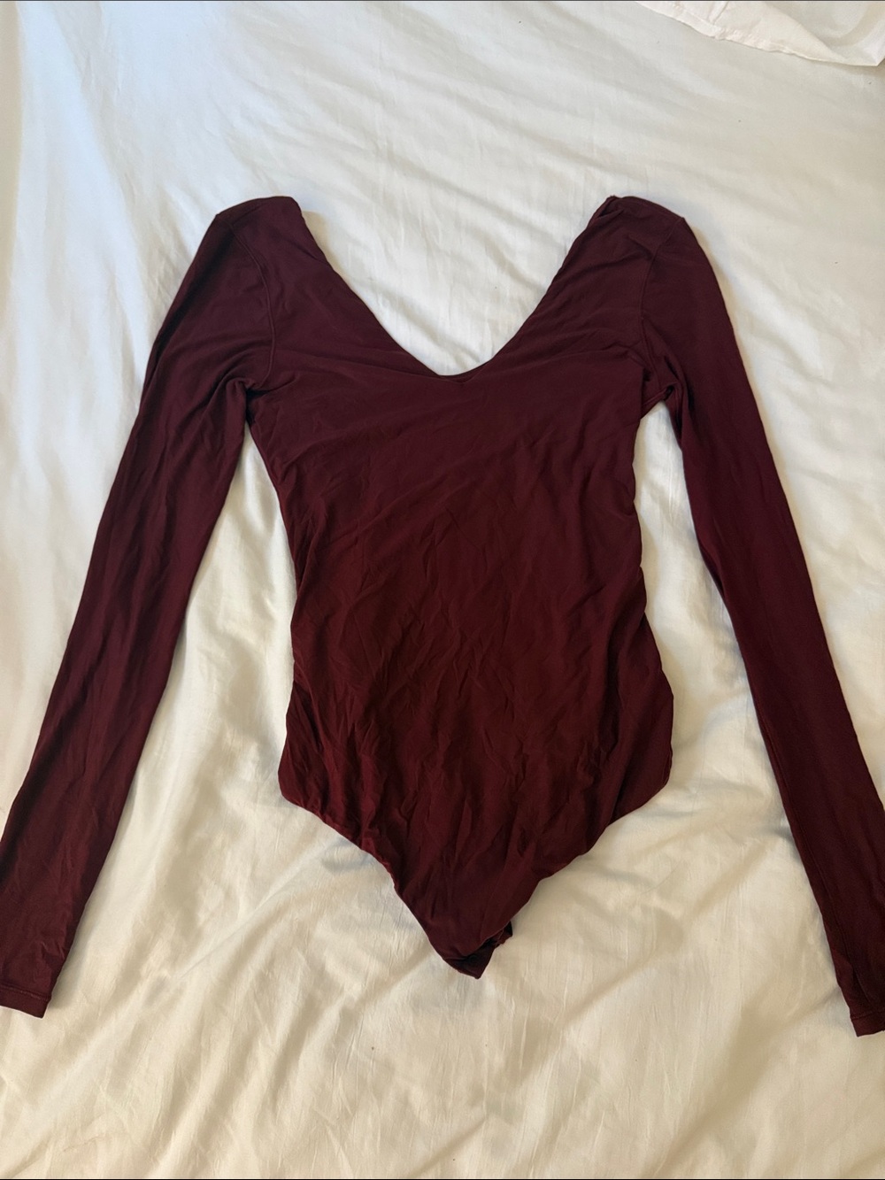 aerie Burgundy Long Sleeve V-Neck Bodysuit